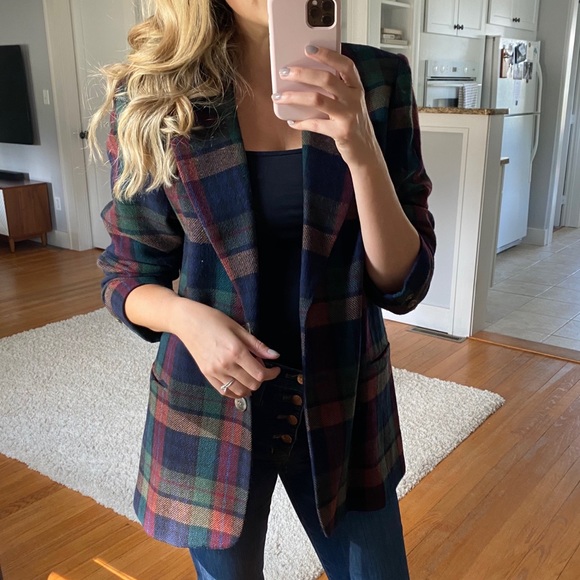Vintage Jackets & Blazers - Vintage Wool Plaid Blazer/Jacket